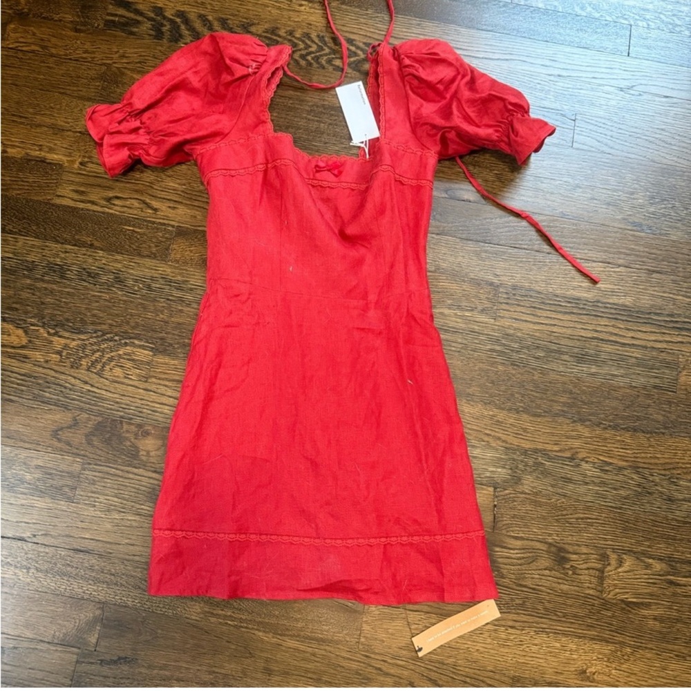 Reformation Scarlet Lace-Trimmed Dress